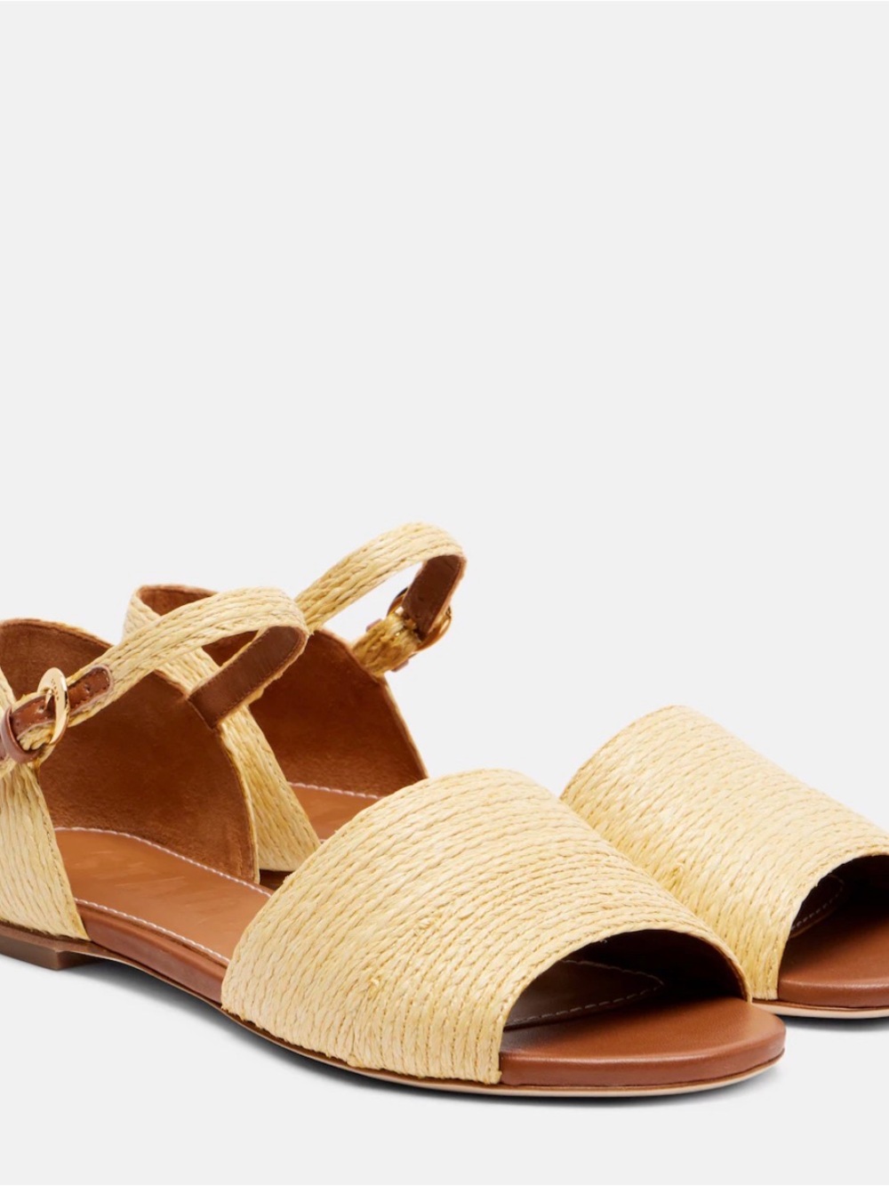 STAUD Straw Woven Open-Toe Sandals in Natural